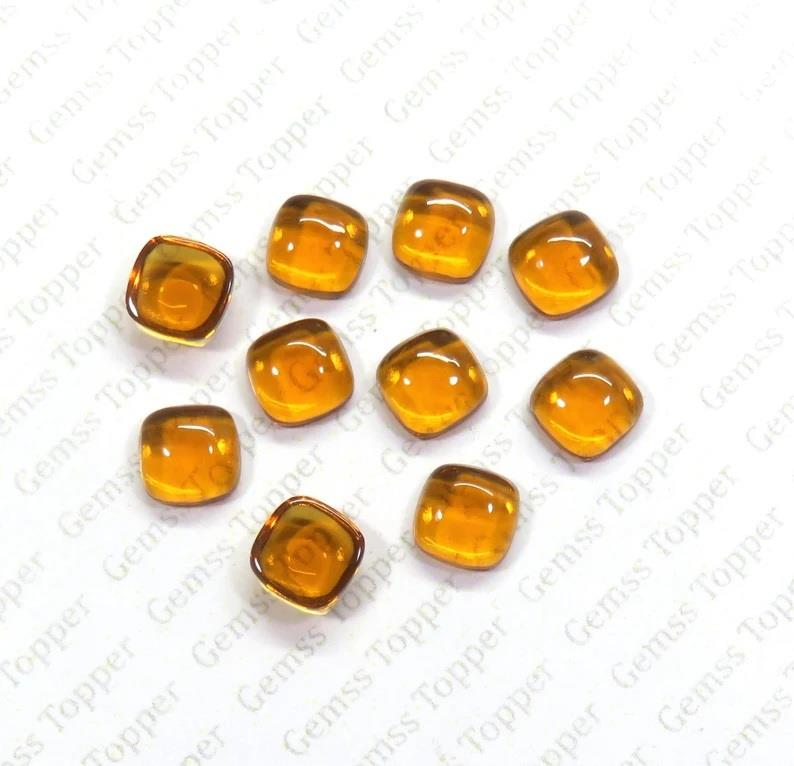 Brandy Quartz 10x10 mm Cushion Cabochon